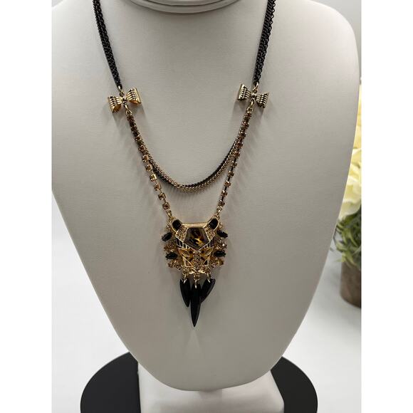 Betsey Johnson Hollywood
Glam Leopard Tiger Head Dangle Bow Gold Necklace - Picture 4 of 12